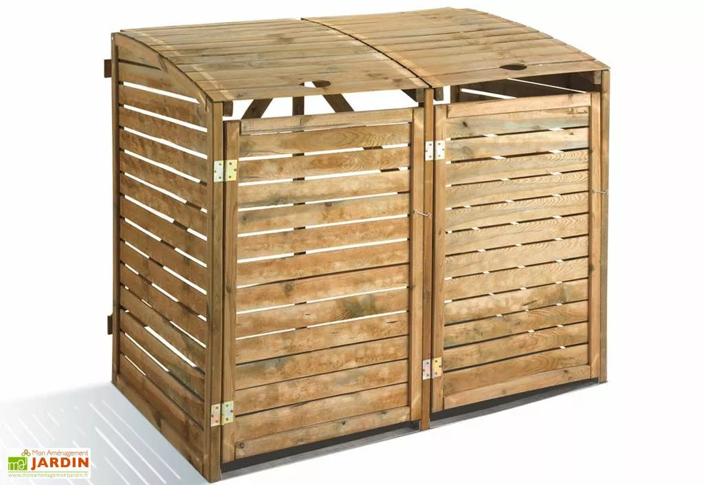 Jardipolys Cache Poubelle Double En Bois Traité Dioica 3 Jardipolys Cache Poubelle Double En Bois Traité Dioica