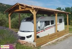 C.P.B.F Carport Camping-car Bois Douglas 23 à 41 M² H. 3,20 M – Azur 6 Poteaux