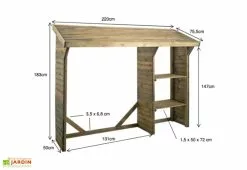 Jardipolys Abri Bûches à 2 Étagères Split (220 X 75,5 X 183 Cm) -Abri et rangement boutique abri buches 2 etageres split 220 x 75 5 x 183 cm jardipolys