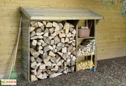 Jardipolys Abri Bûches à 2 Étagères Split (220 X 75,5 X 183 Cm)