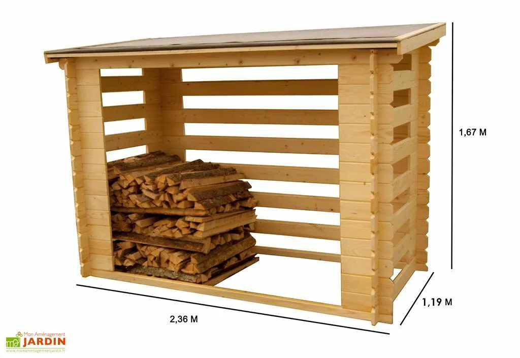 Habrita Abri-bûches Extérieur En Bois Brut 236 X 119 X 167 Cm 4 Habrita Abri-bûches Extérieur En Bois Brut 236 X 119 X 167 Cm – Image 2