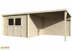 Décor Et Jardin Abri De Jardin En Bois De Sapin 18,03 M² Avec Auvent Ep. 28 Mm– Eden
