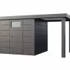Telluria Abri De Jardin En Métal Avec Auvent Open Lounge Anthracite – 9,7 M² -Abri et rangement boutique abri jardin auvent open lounge 9m2