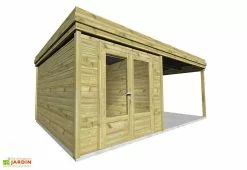 Abri Français Abri De Jardin En Bois De Pin TraitĂ© Avec Auvent â 23,2 MÂČ