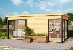 Lasita Abri De Jardin En Bois Brut Ep. 44 Mm 18,09 M² - Domeo 3 Plus