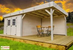 Habrita Abri De Jardin En Bois D’épicéa Brut Avec Auvent 20 M²
