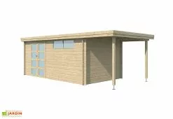 Gardenas Abri De Jardin Bois D’Épicéa Toit En Acier + Extension Oregon 18 M²