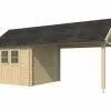 Gardenas Abri De Jardin Bois D’Épicéa Toit Shingle + Auvent Gloucester 19 M²