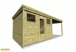 Abri Français Abri De Jardin En Bois De Pin Traité Avec Auvent Et Plancher – 20,5 M²