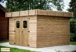 Habrita Abri De Jardin En Bois D’épicéa Traité Toit Bac Acier Thalasso – 9 M²