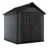 Abri De Jardin En Résine Keter 5 M² – Woodium 757 Anthracite -Abri et rangement boutique abri jardin keter resine 5m2 imitation bois gris