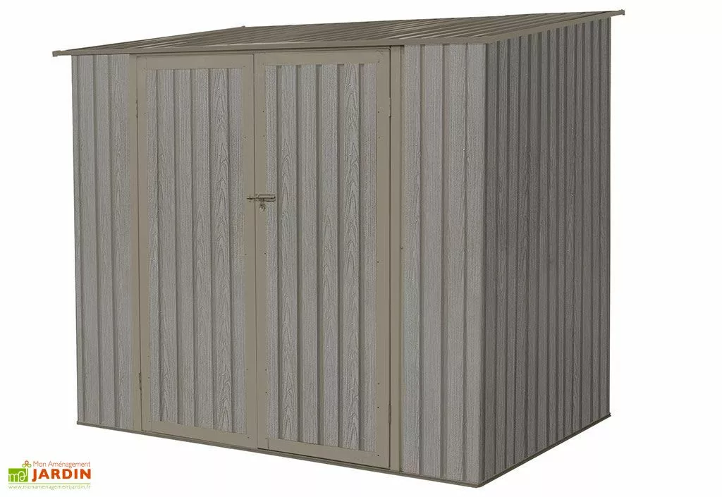 Chalêt-Jardin Abri De Jardin En Métal Monopente Look Bois Vieilli 3,17 M² 6 Chalêt-Jardin Abri De Jardin En Métal Monopente Look Bois Vieilli 3,17 M² – Image 4