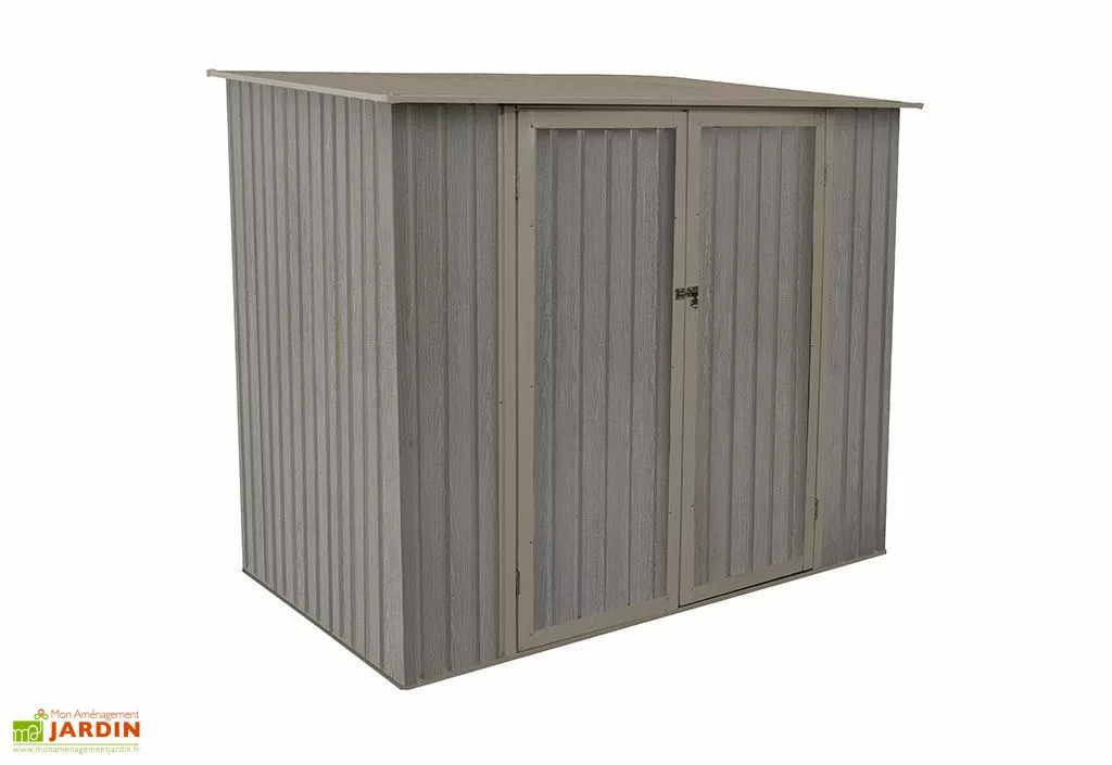 Chalêt-Jardin Abri De Jardin En Métal Monopente Look Bois Vieilli 3,17 M² 4 Chalêt-Jardin Abri De Jardin En Métal Monopente Look Bois Vieilli 3,17 M² – Image 2