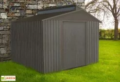 Chalêt-Jardin Abri De Jardin En Métal Look Bois Vieilli + Puit De Lumière 7,25 M²