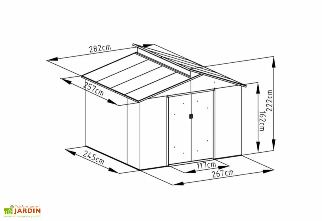Chalêt-Jardin Abri De Jardin En Métal Look Bois Vieilli + Puit De Lumière 7,25 M² 7 Chalêt-Jardin Abri De Jardin En Métal Look Bois Vieilli + Puit De Lumière 7,25 M² – Image 5