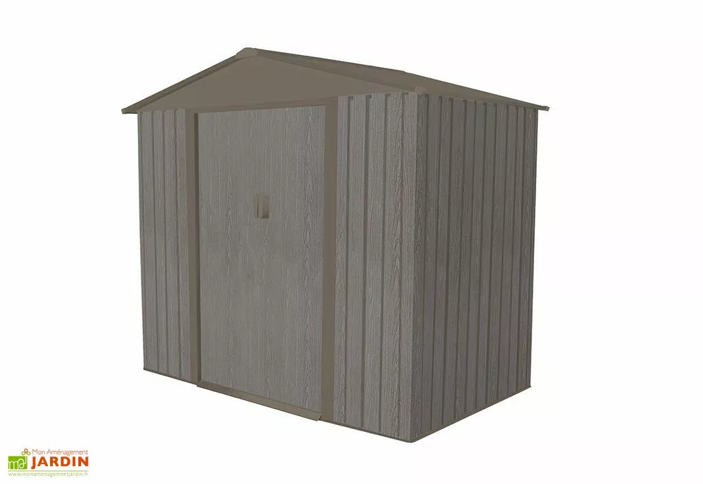 Chalêt-Jardin Abri De Jardin En Métal Look Bois Vieilli 2,43 M² 4 Chalêt-Jardin Abri De Jardin En Métal Look Bois Vieilli 2,43 M² – Image 2