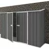Easyshed Abri De Jardin En Métal à Adosser 0,35 Mm Compact 0,75 X 3 M -Abri et rangement boutique abri jardin metal gris