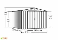 Abri De Jardin En Métal Gris Spacemaker Acier Galvanisé – 11 M² -Abri et rangement boutique abri jardin metal spacemaker gris acier galvanise 370cm 2