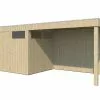 Gardenas Abri De Jardin En Bois D’épicéa Brut Avec Auvent – 12,6 M² -Abri et rangement boutique abri jardin moderne bois auvent 12m2