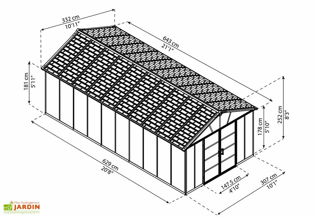 Canopia Abri De Jardin En Polycarbonate Et Aluminium Yukon 20 M² - Gris 5 Canopia Abri De Jardin En Polycarbonate Et Aluminium Yukon 20 M² - Gris – Image 3