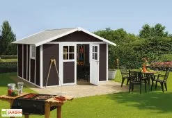 Grosfillex Abri De Jardin PVC Deco 11 (Rouge - Anthracite - Moka) -Abri et rangement boutique abri jardin pvc deco 11 moka