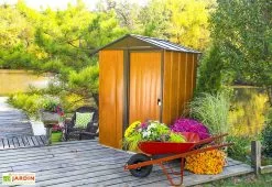 Spacemaker Abri De Jardin En Acier Galvanisé Imitation Bois Woodlake – 1,84 M²