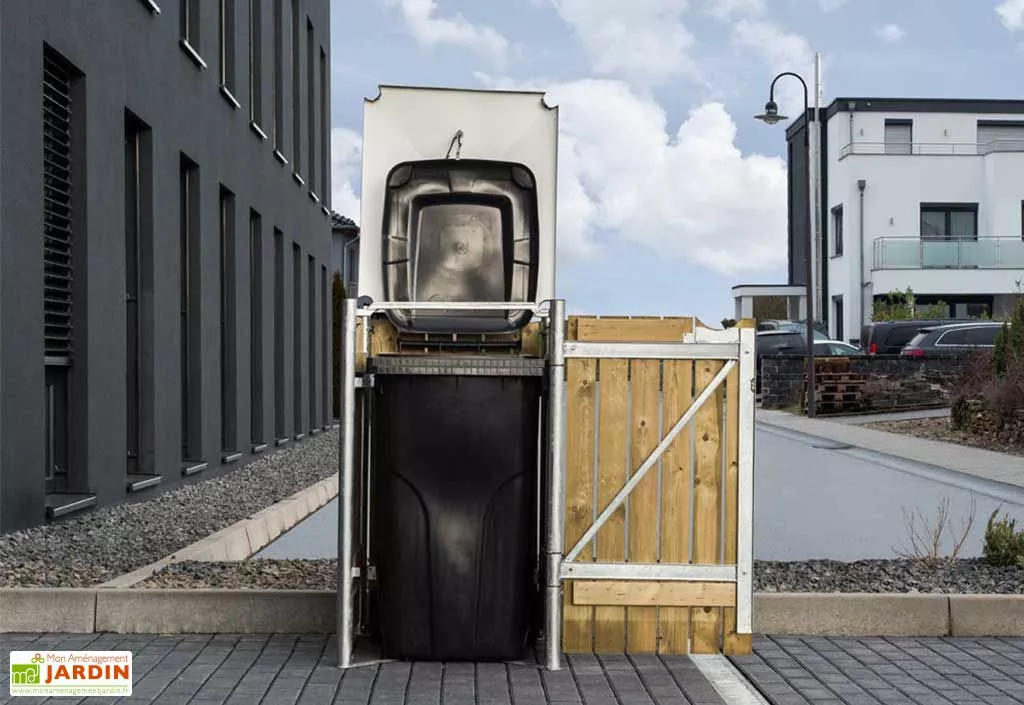 HIDE Cache-poubelle Simple En Acier Et Bois De Pin Traité 60 X 63 X 115 Cm 6 HIDE Cache-poubelle Simple En Acier Et Bois De Pin Traité 60 X 63 X 115 Cm – Image 4