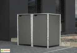 HIDE Cache-poubelle Double En Acier Et Composite Aluminium 139 X 80 X 115 Cm 8 HIDE Cache-poubelle Double En Acier Et Composite Aluminium 139 X 80 X 115 Cm -Abri et rangement boutique abri poubelle double acier aluminium gris
