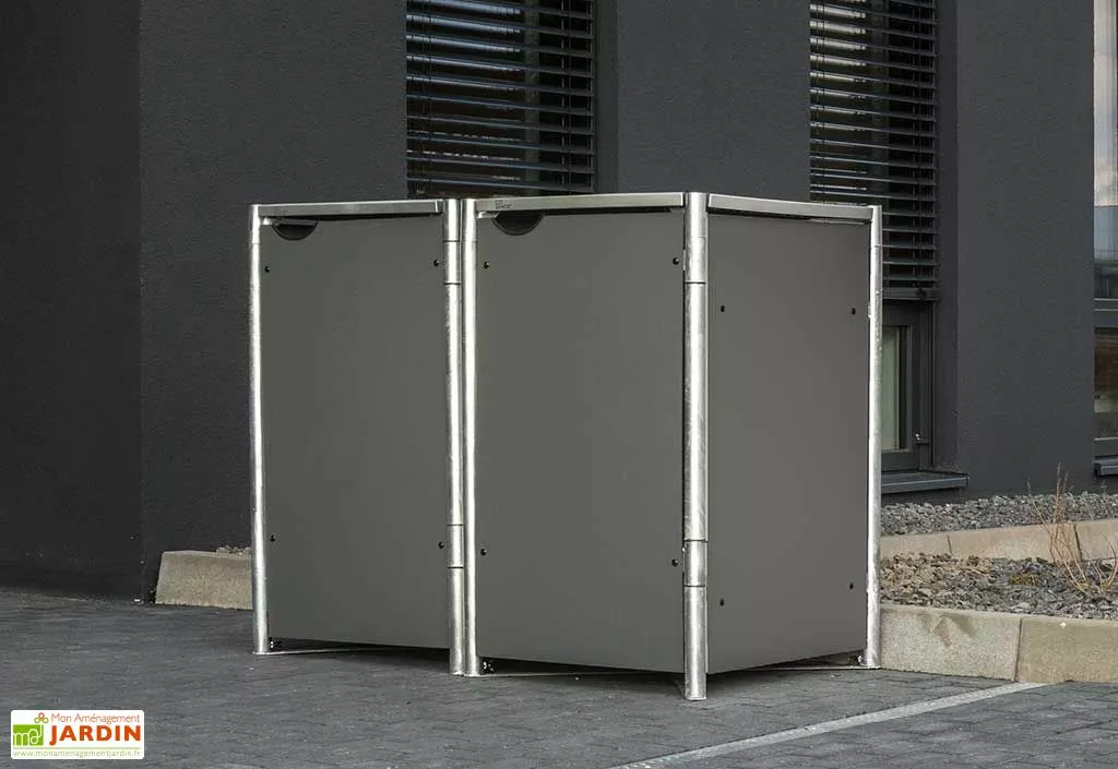 HIDE Cache-poubelle Double En Acier Et Composite Aluminium 139 X 80 X 115 Cm 4 HIDE Cache-poubelle Double En Acier Et Composite Aluminium 139 X 80 X 115 Cm – Image 2