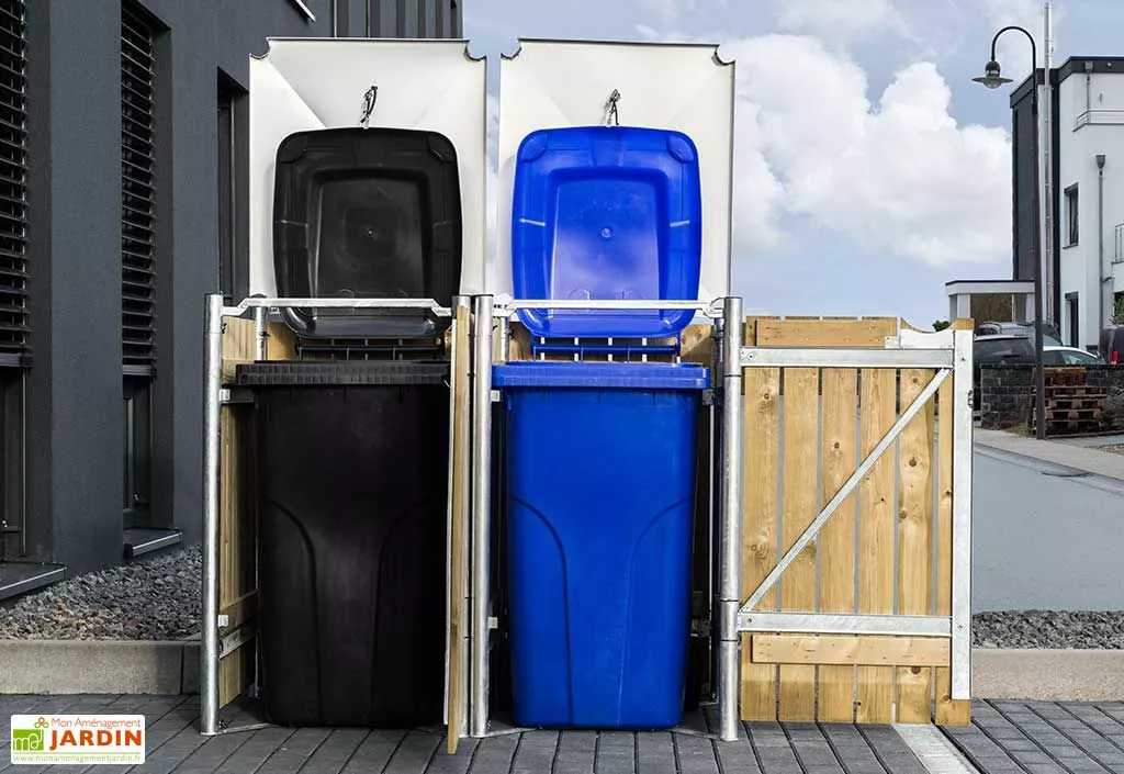 HIDE Cache-poubelle Double En Acier Et Bois De Pin Traité 120 X 63 X 115 Cm 6 HIDE Cache-poubelle Double En Acier Et Bois De Pin Traité 120 X 63 X 115 Cm – Image 4