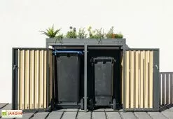 Westmann Cache Poubelle Extérieur Double Acier Imitation Bois – 2x 240 Litres -Abri et rangement boutique abri poubelle double westmann wmhhwtc 62