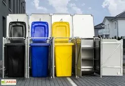HIDE Cache-poubelles En Acier Et Composite Aluminium 278 X 80 X 115 Cm -Abri et rangement boutique abri poubelle quadruple metal ouvert