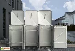 HIDE Cache-poubelle Triple En Acier Et Composite Aluminium 209 X 80 X 115 Cm -Abri et rangement boutique abri poubelle triple acier aluminium ouvert