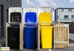 HIDE Cache-poubelle Triple En Acier Et Bois De Pin Traité 181 X 63 X 115 Cm -Abri et rangement boutique abri poubelle triple acier bois hide