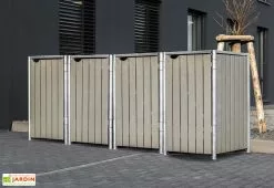 HIDE Cache-poubelles En Acier Et Bois De Pin Traité 241 X 63 X 115 Cm -Abri et rangement boutique abri poubelles acier bois gris