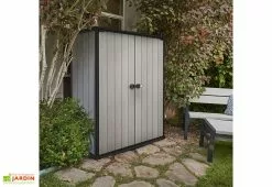 Chalêt-Jardin Armoire Haute Brossium En Résine (140 X 73,6 X 170) -Abri et rangement boutique armoire de jardin haute brossium resine gris 1