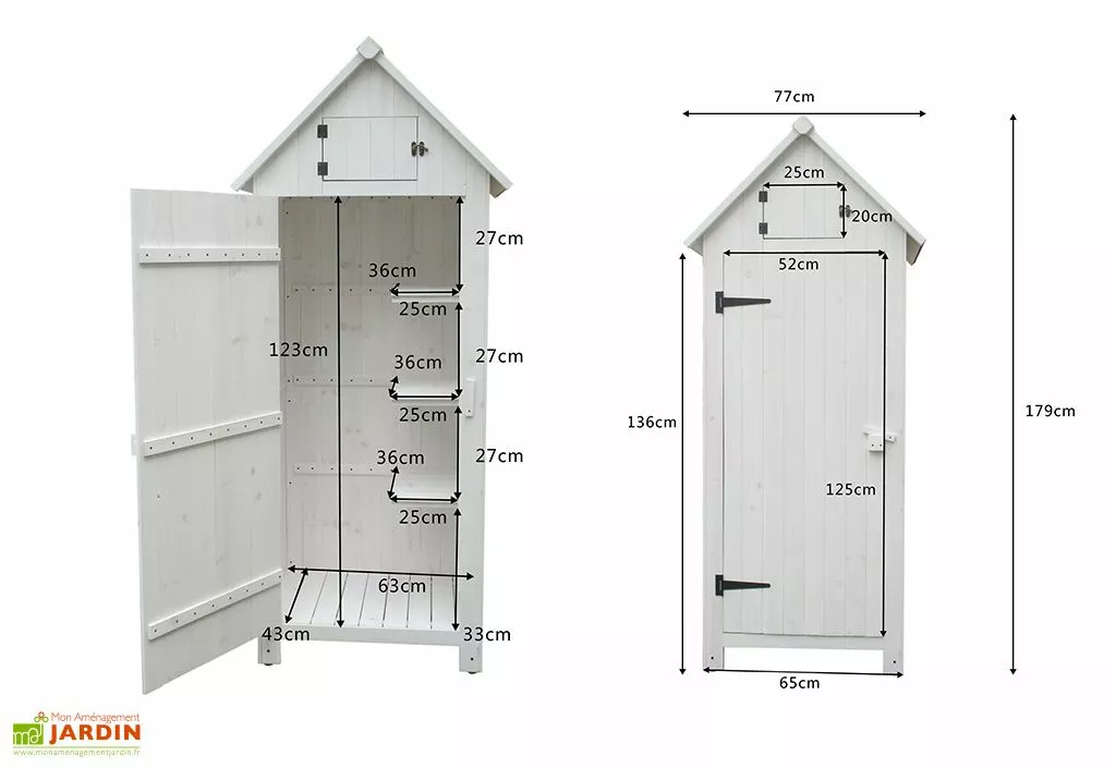 Habrita Armoire De Jardin En Bois FSC 10 Mm Blanc 179 Cm 6 Habrita Armoire De Jardin En Bois FSC 10 Mm Blanc 179 Cm – Image 4