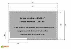 M² Espace Jardin Bungalow Design Studio Avec Baie Dans L'angle (635x375) -Abri et rangement boutique bungalow design studio angle 365x375 plan