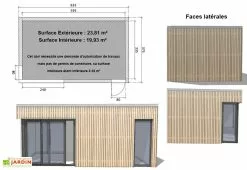 M² Espace Jardin Bungalow Design Studio Avec Baie D'angle + Porte (635x375) -Abri et rangement boutique bungalow design studio avec baie et porte fenetre 635x375 plan