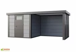 Telluria Abri De Jardin En Métal Avec Auvent Vitré Lounge – 12,5 M² -Abri et rangement boutique cabane jardin auvent vitre droite gris