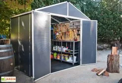 Canopia Abri De Jardin En Aluminium Et Polycarbonate 227 Cm – Rubicon Anthracite -Abri et rangement boutique cabane jardin polycarbonate rubicon 8x8 canopia palram