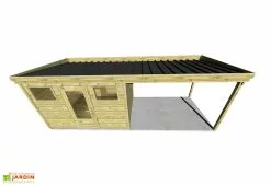 Abri Français Abri De Jardin En Bois De Pin Traité Avec Auvent Et Plancher – 20,5 M² -Abri et rangement boutique cabanon jardin bois avec auvent