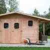 Habrita Abri De Jardin En Bois Douglas 28 Mm + Bûcher – 19,65 M² : 4,01 X 4,90 M -Abri et rangement boutique cabanon jardin bois douglas bucher 28mm 20m2 dommar habrita