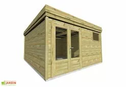 Abri Français Abri De Jardin En Bois De Pin TraitĂ© Et Toiture Bac Acier â 17,64 MÂČ