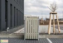 HIDE Cache-poubelle Simple En Acier Et Bois De Pin Traité 69 X 80 X 115 Cm -Abri et rangement boutique cache poubelle acier pin gris 1