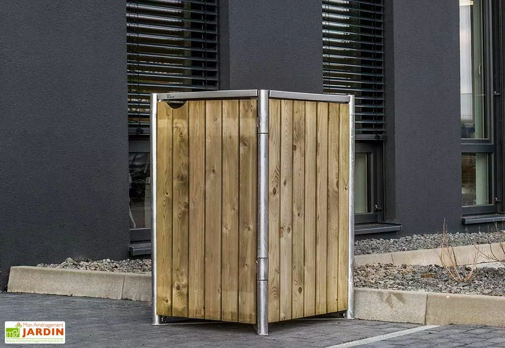 HIDE Cache-poubelle Simple En Acier Et Bois De Pin Traité 60 X 63 X 115 Cm 4 HIDE Cache-poubelle Simple En Acier Et Bois De Pin Traité 60 X 63 X 115 Cm – Image 2