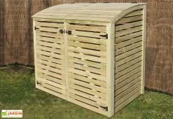 Gardival. Cache-Poubelle Double En Pin Autoclave Swing D (88x145x137cm)