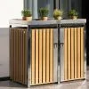 Westmann Cache Poubelle Extérieur Double Inox Imitation Bois – 2x 240 Litres -Abri et rangement boutique cache poubelle decoratif westmann wmhhwtc 51