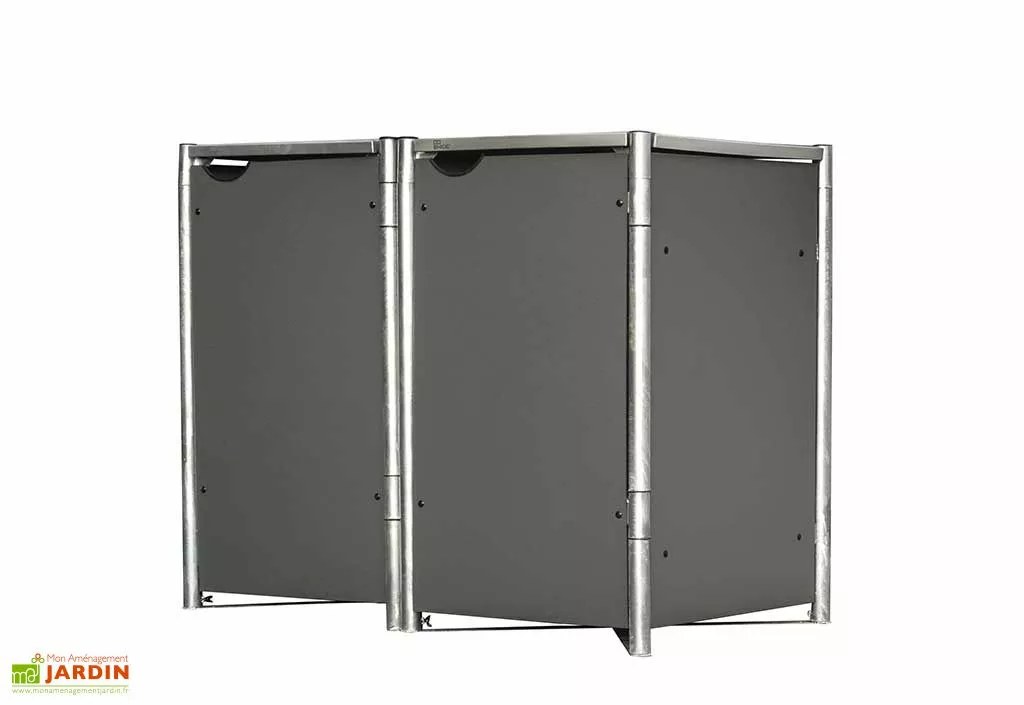 HIDE Cache-poubelle Double En Acier Et Composite Aluminium 139 X 80 X 115 Cm 3 HIDE Cache-poubelle Double En Acier Et Composite Aluminium 139 X 80 X 115 Cm