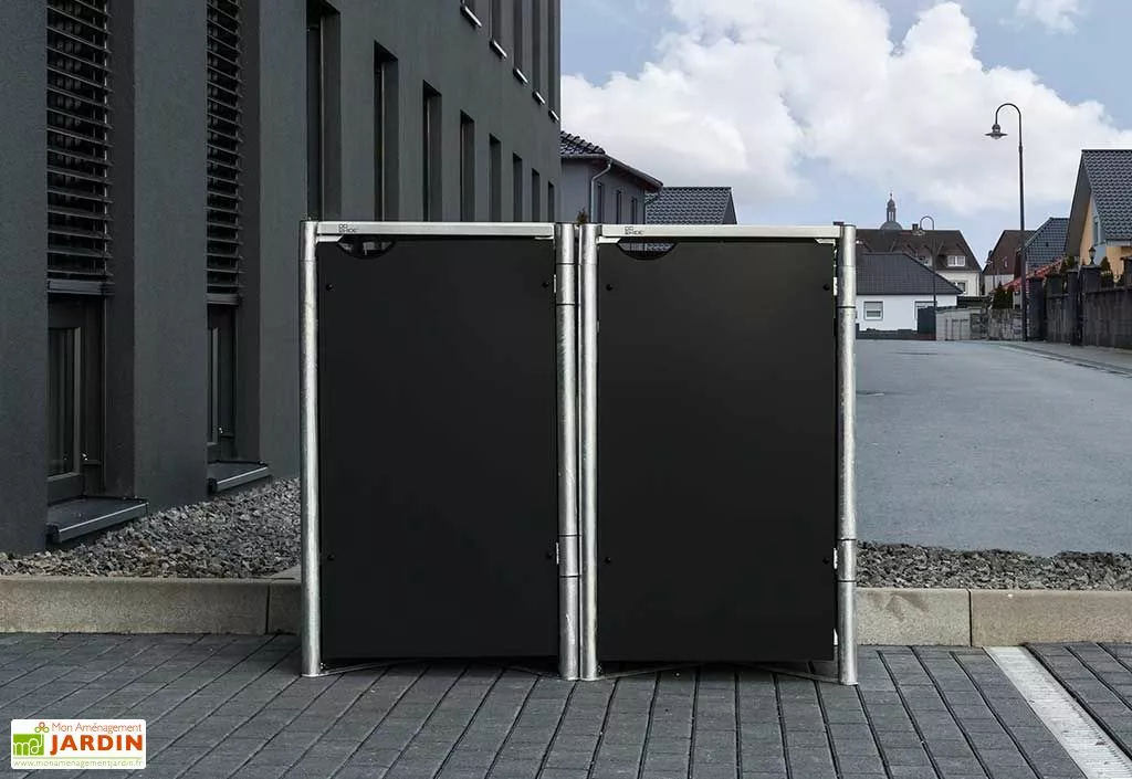 HIDE Cache-poubelle Double En Acier Et Composite Aluminium 139 X 80 X 115 Cm 5 HIDE Cache-poubelle Double En Acier Et Composite Aluminium 139 X 80 X 115 Cm – Image 3